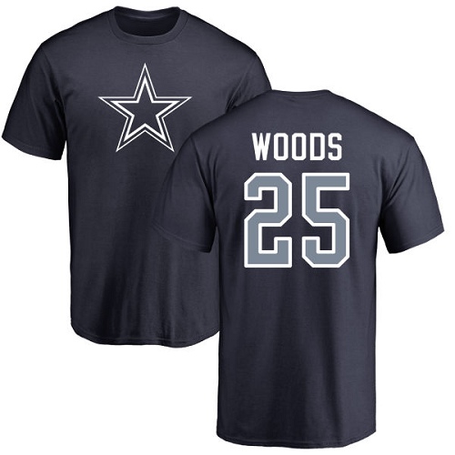 Men Dallas Cowboys Navy Blue Xavier Woods Name and Number Logo #25 Nike NFL T Shirt